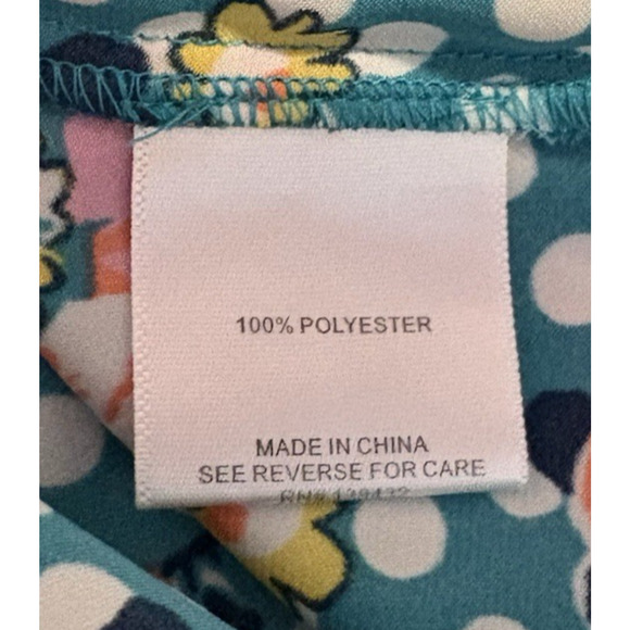 ModCloth Women 2X Top Blue Polka Dot Floral Sleeveless V-Neck Retro‎ Lightweight - Picture 10 of 12